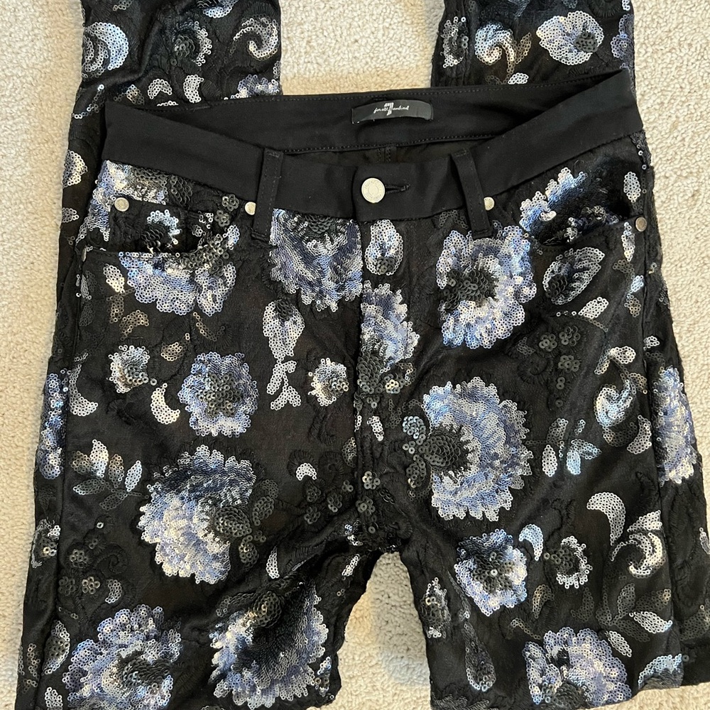 7 For All Mankind Black Sequined Slacks